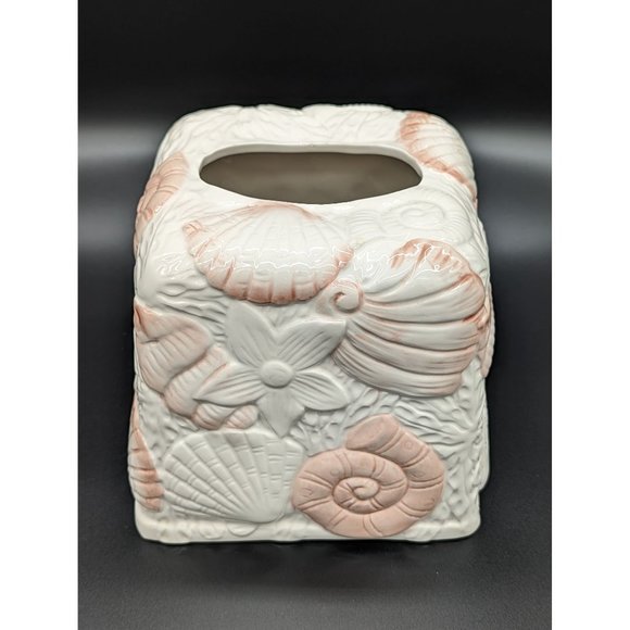 Vintage Sea Shells Ceramic Hand Painted Tissue Cover Decor Seaside Beach - Picture 7 of 15